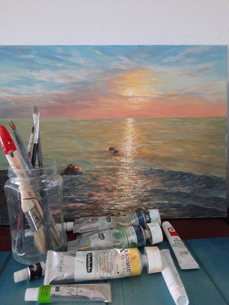 Original Impressionism Seascape Painting by Elena Anufriyeva