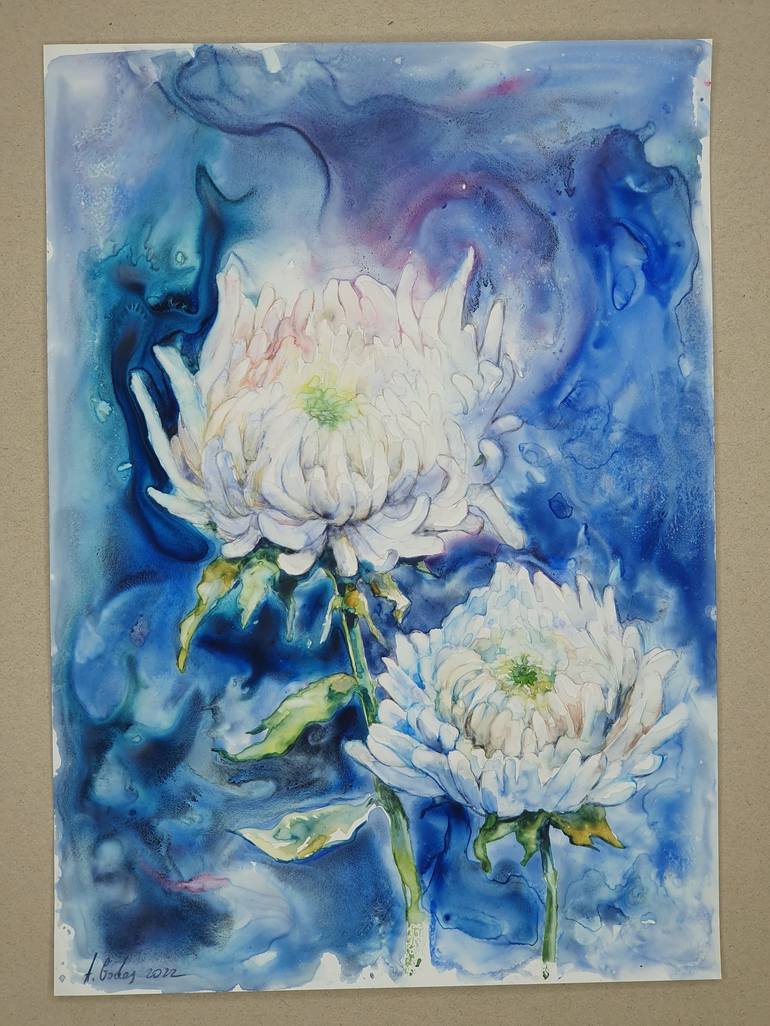 Original Abstract Expressionism Floral Painting by Anna Godes