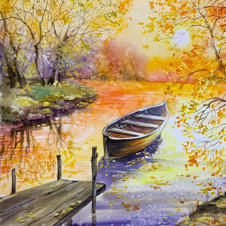 Original Contemporary Landscape Painting by Tatiana Ustiantseva