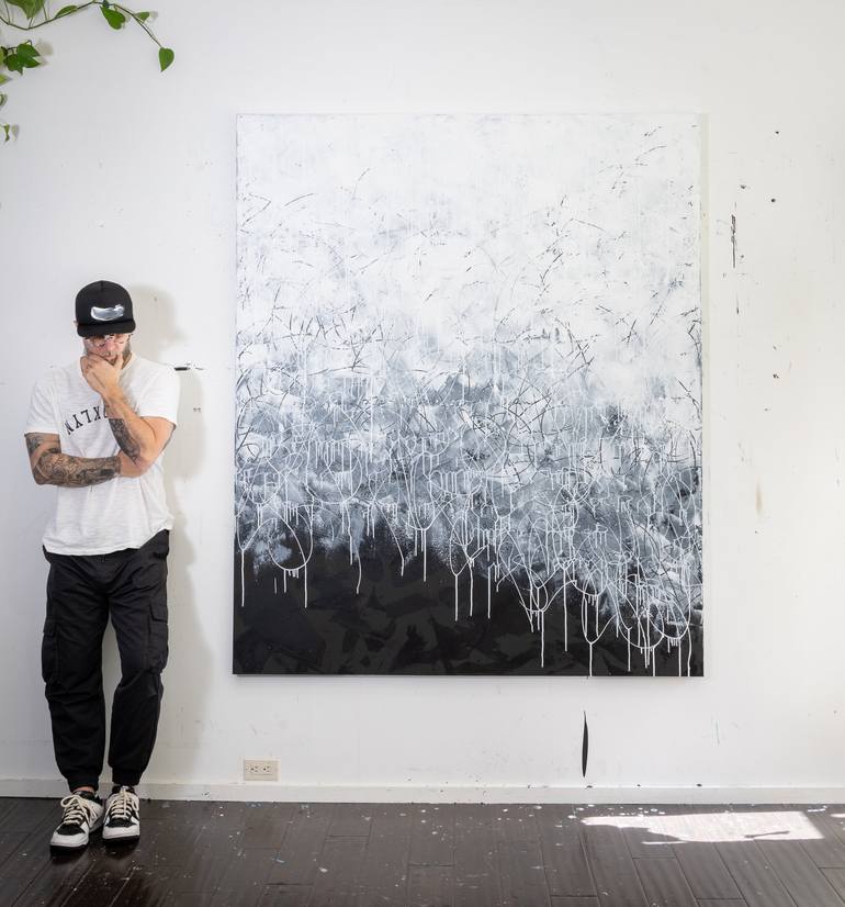 Original Black & White Abstract Painting by Aaron Stansberry