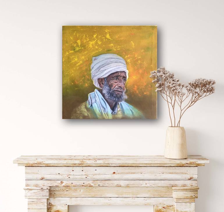 Original Portraiture People Painting by Bereket Tefera