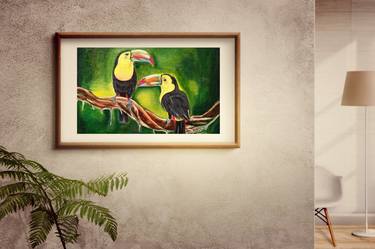 Vibrant Toucan Birds Oil Painting: A Splash of Nature's Beauty thumb