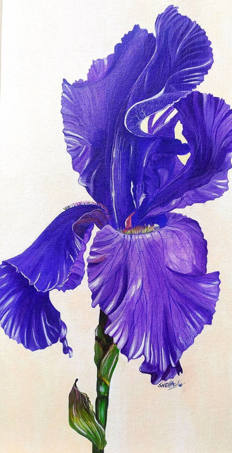 Original Realism Botanic Painting by Purple Brush by Sneha