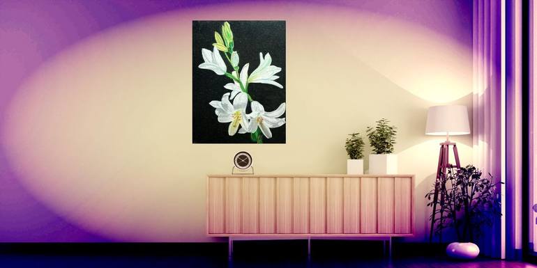 Original Realism Botanic Painting by Purple Brush by Sneha