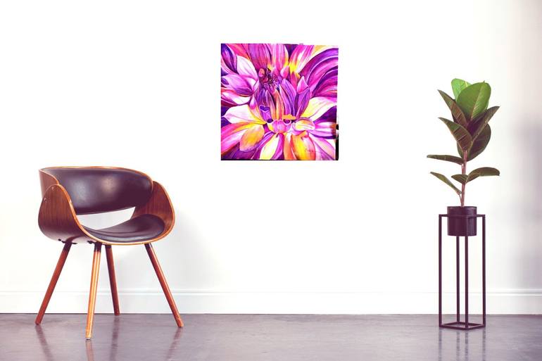 Original Realism Floral Painting by Purple Brush by Sneha