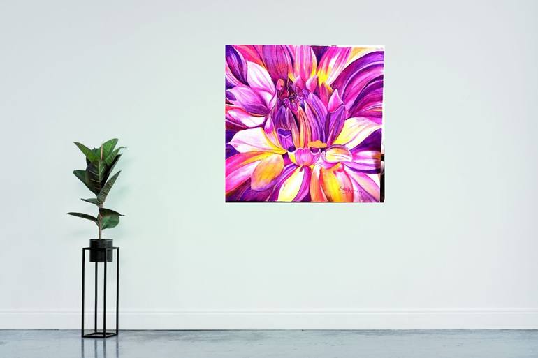 Original Floral Painting by Purple Brush by Sneha