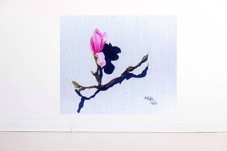 Original Floral Painting by Purple Brush by Sneha