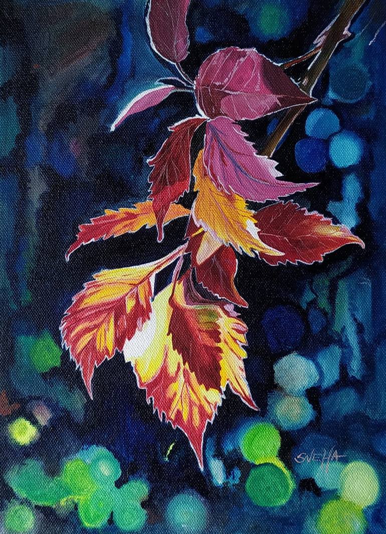Original Nature Painting by Purple Brush by Sneha