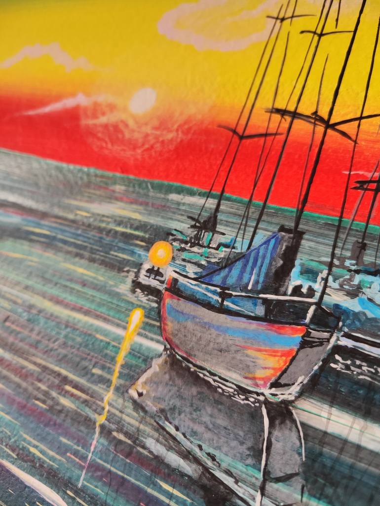 Original Boat Painting by Lana Pokhoday