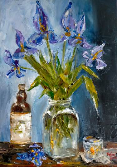 From Darkness to Serenity: Purple Iris Bouquet thumb