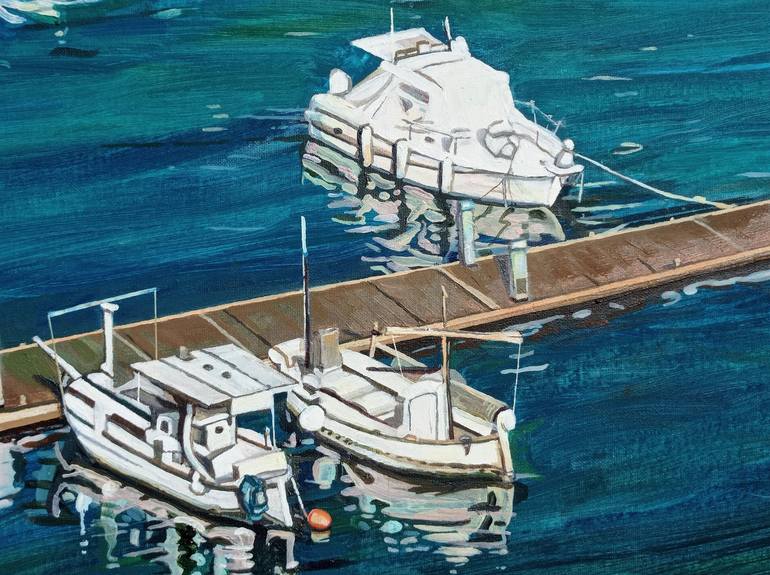 Original Boat Painting by H MOYANO
