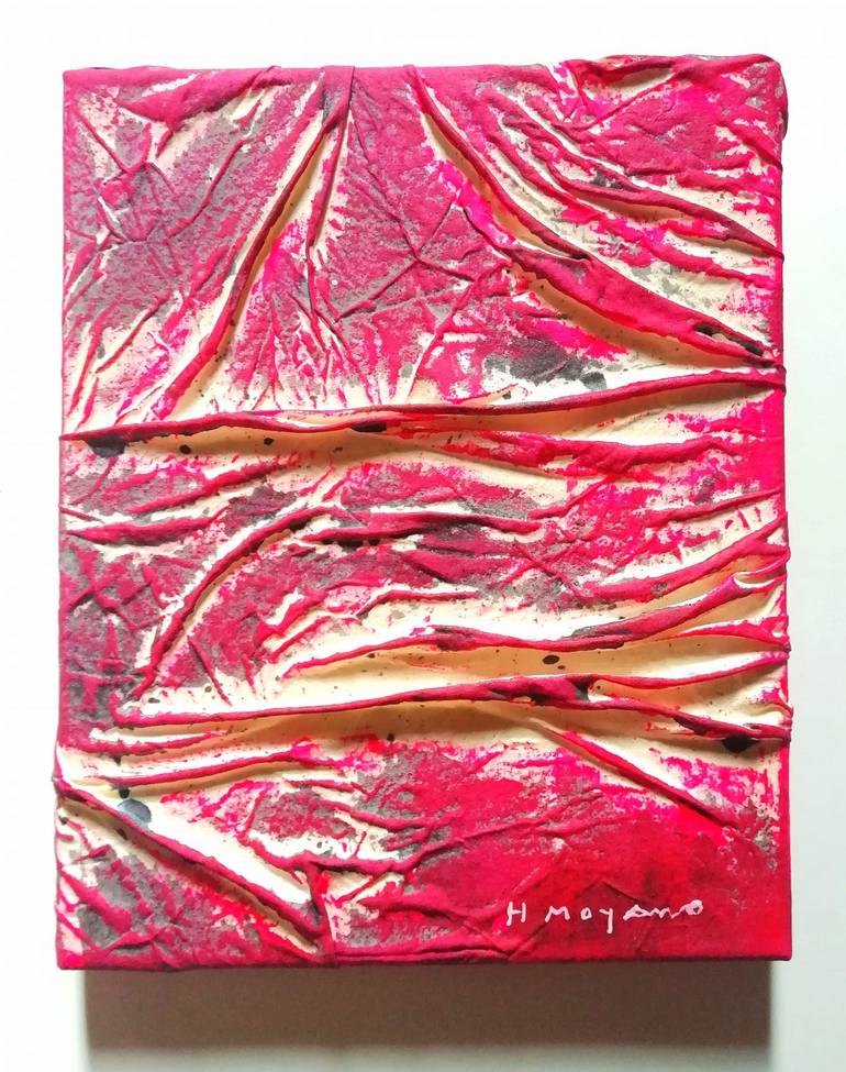 Original Abstract Painting by H Moyano  Abstract Art on Canvas  Pink Strawberry lipstick