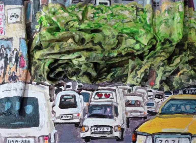 Original Illustration Cities Painting by H Moyano