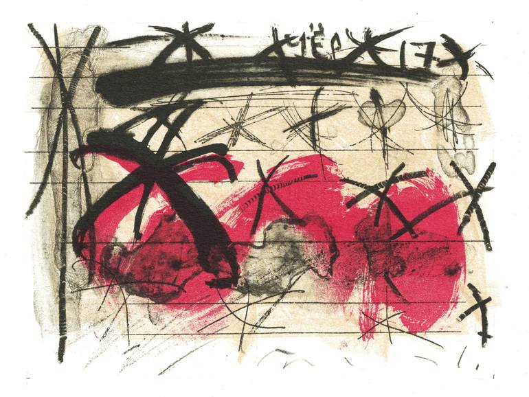 Original Abstract Expressionism Calligraphy Printmaking by Olga Brink