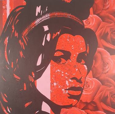 Iconic Collection Amy Winehouse Mixed Media Canvas 39in x 39in thumb