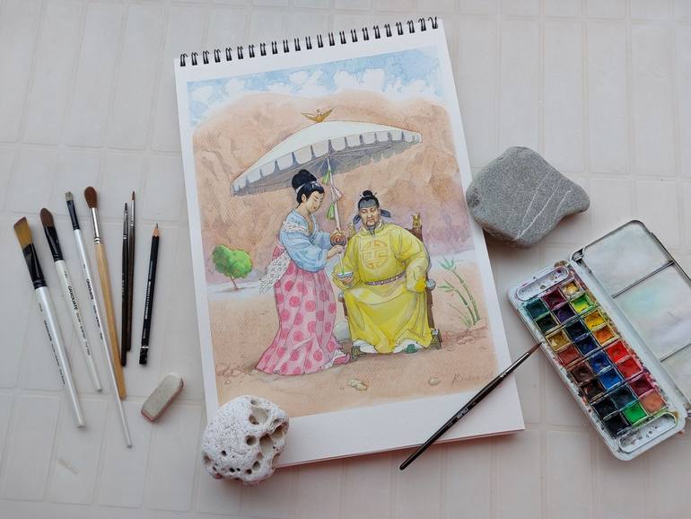 Original Figurative Abstract Painting by Elena Kizaieva