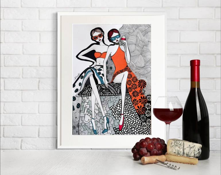 Original Pop Art Fashion Drawing by Natalia Kludt