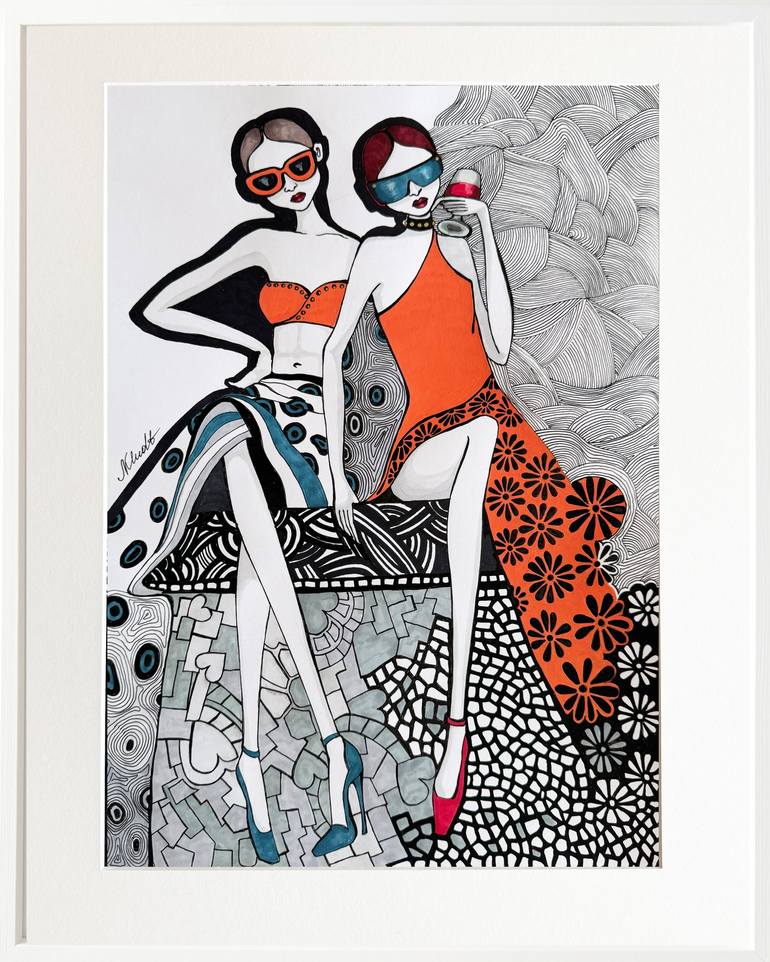 Original Pop Art Fashion Drawing by Natalia Kludt