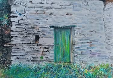Door in an old stone barn. Ireland. thumb