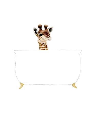 Baby Giraffe in Bathtub thumb