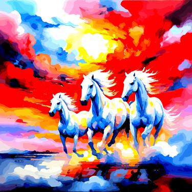 Print of Expressionism Horse Digital by Viktor Levchenko