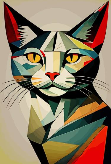 Print of Cubism Cats Digital by Viktor Levchenko
