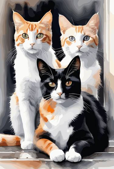Print of Figurative Cats Digital by Viktor Levchenko