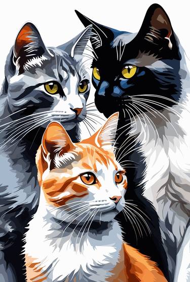 Print of Fine Art Cats Digital by Viktor Levchenko