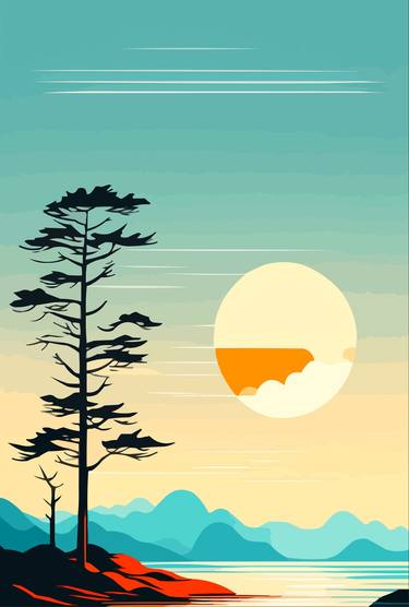 Print of Minimalism Landscape Digital by Viktor Levchenko