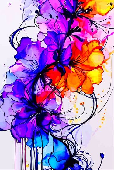 Print of Abstract Floral Digital by Viktor Levchenko