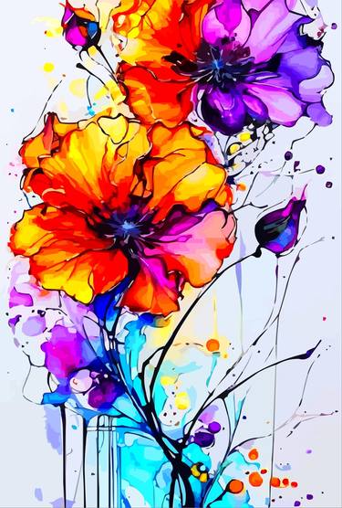 Print of Abstract Floral Digital by Viktor Levchenko