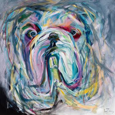 Original Impressionism Dogs Painting by Lynn Young
