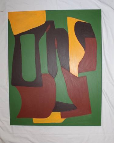 Contemporary abstract "Red & yellow on green" thumb