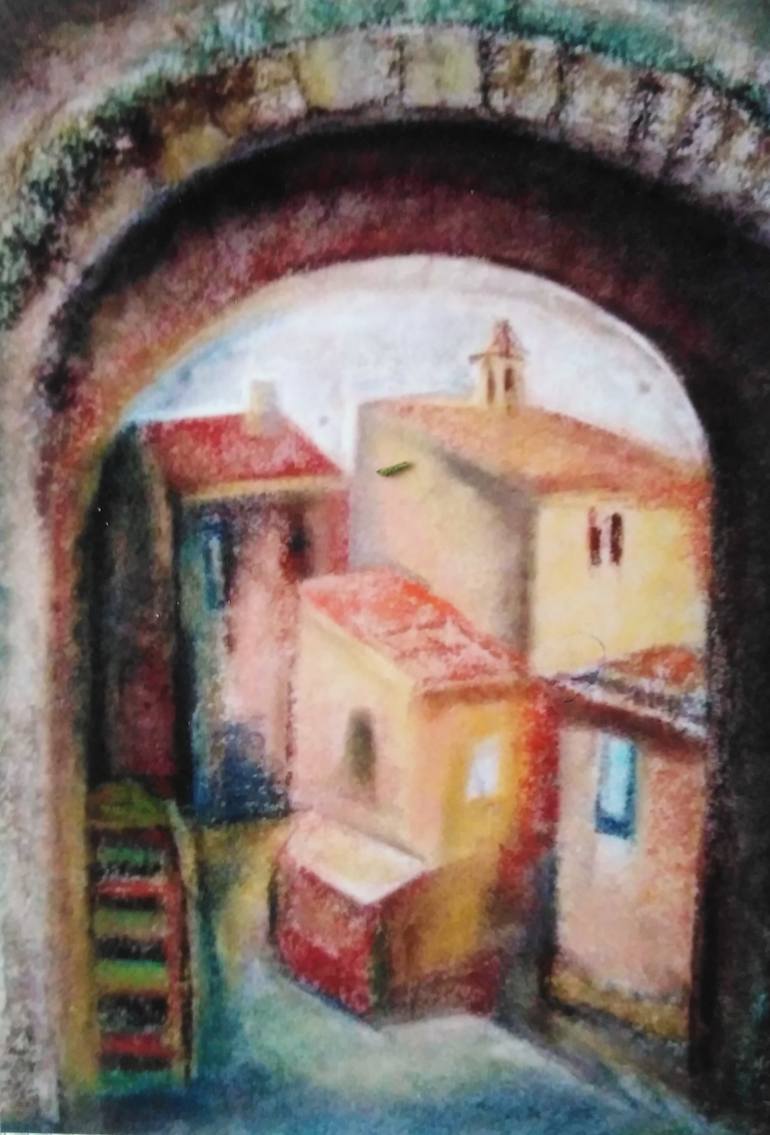 Original Fine Art Architecture Painting by ROUMIANA SEKOULOVA