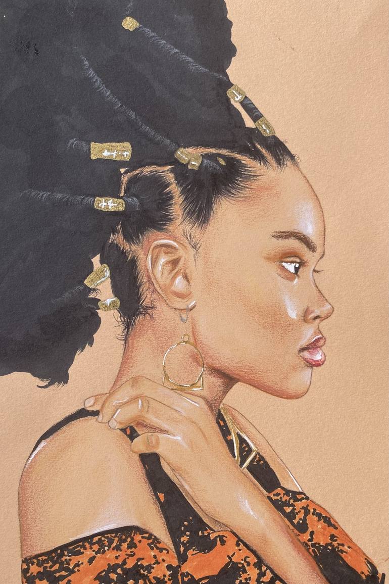 Original Figurative Women Drawings by Nancy Adjei