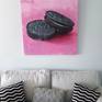 "Oreos on Pink Ground" over a sofa.