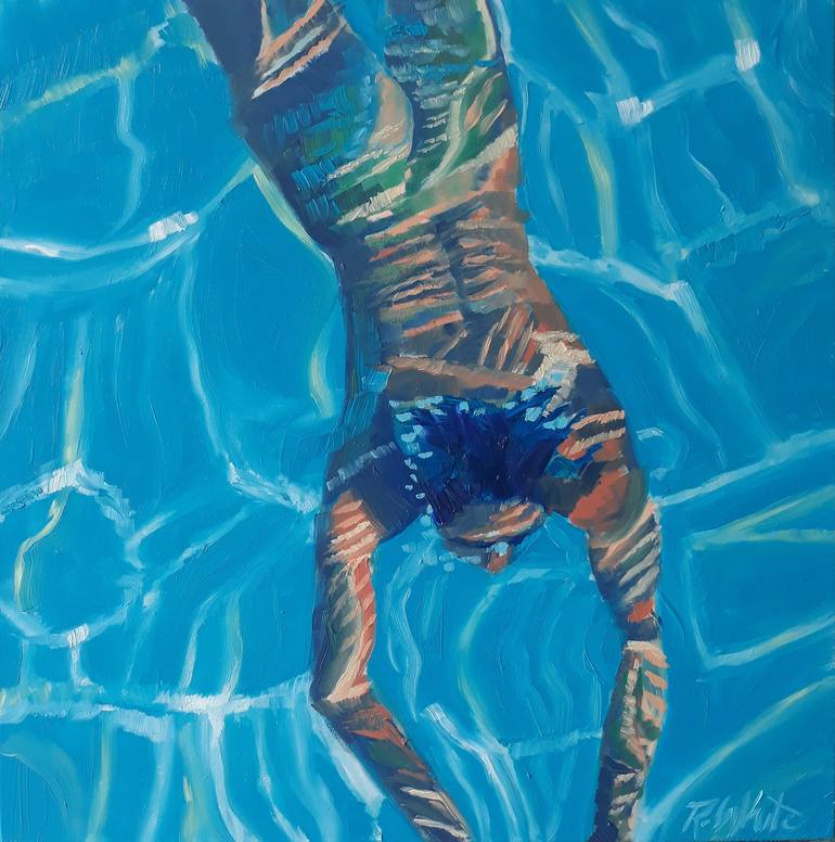 Naked Man Swimming Painting by Robin White Saatchi