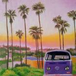 Lavender VW Bus in the Valley by Robin White