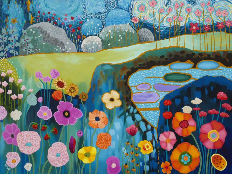 Original Landscape Painting by Artist Zylaco | Expressionism Art on Canvas | In The Night Garden