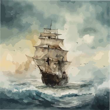 Original Fine Art Ship Drawings by SMVJ Wijebandara