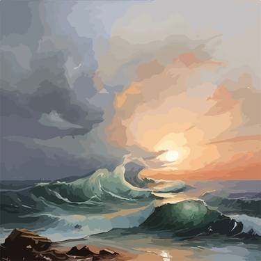 Print of Conceptual Seascape Digital by SMVJ Wijebandara