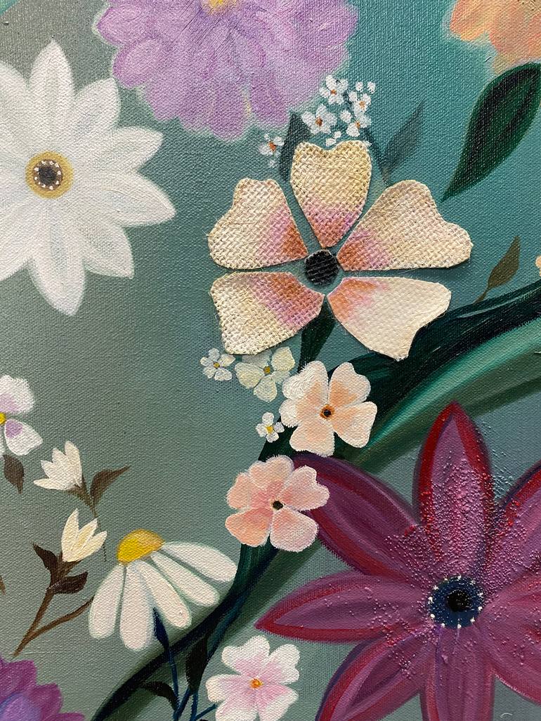 Original Abstract Floral Mixed Media by Laura Blue  Palmer