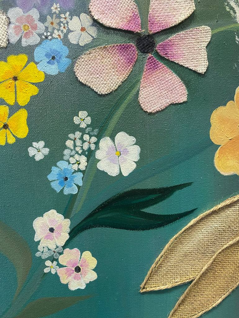 Original Abstract Floral Mixed Media by Laura Blue  Palmer