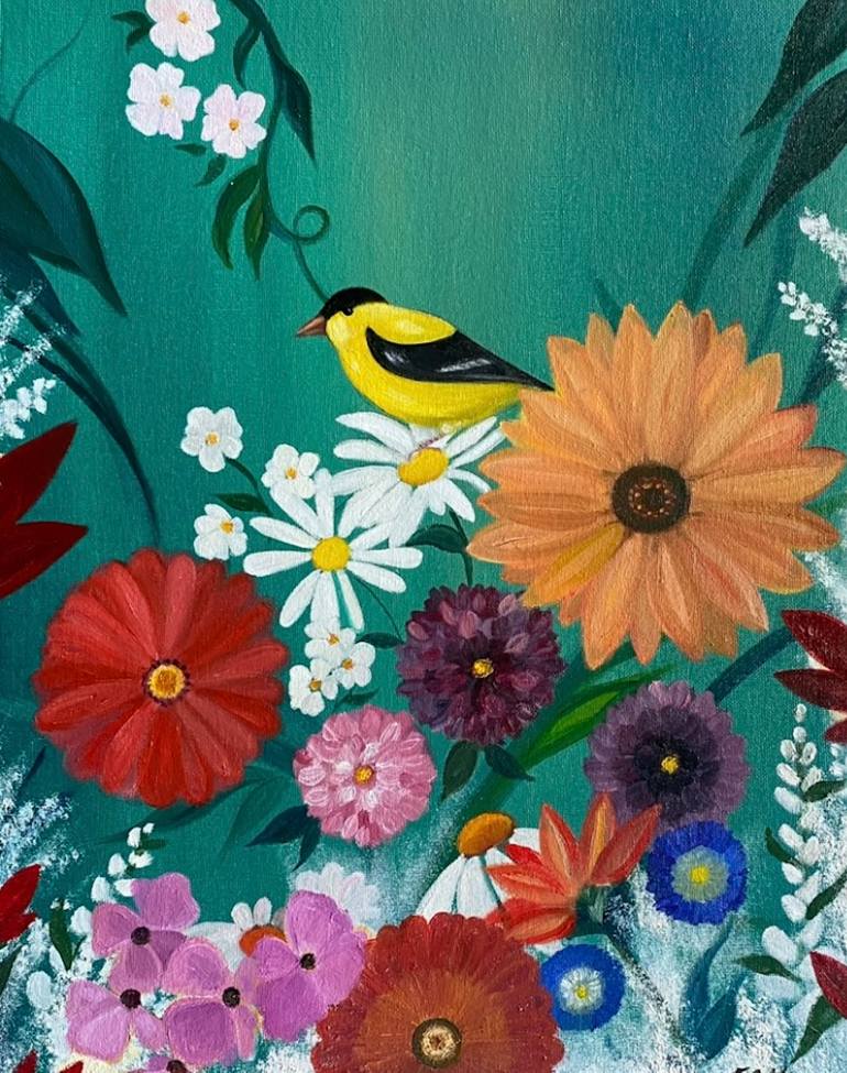 Original Botanic Painting by Laura Blue Palmer | Contemporary Art on Canvas | Finch Floral