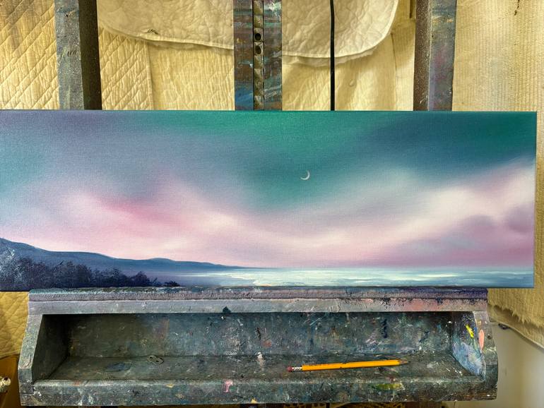 Original Surrealism Beach Painting by Laura Blue  Palmer