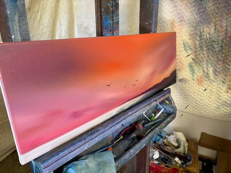 Original Surrealism Beach Painting by Laura Blue  Palmer