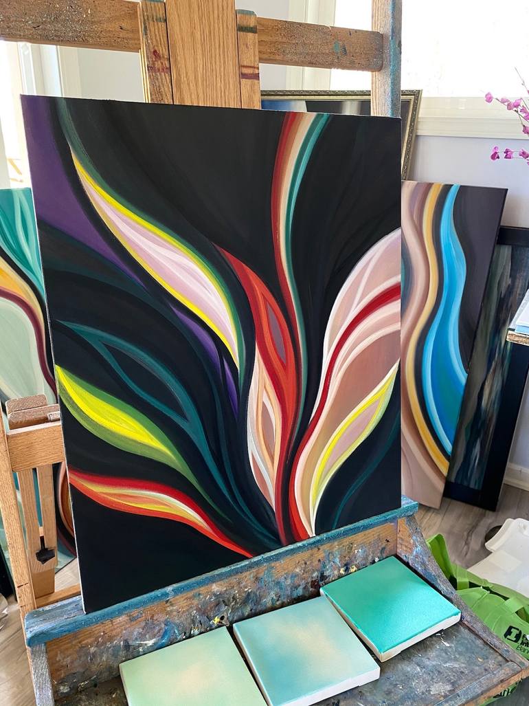 Original Abstract Floral Painting by Laura Blue  Palmer