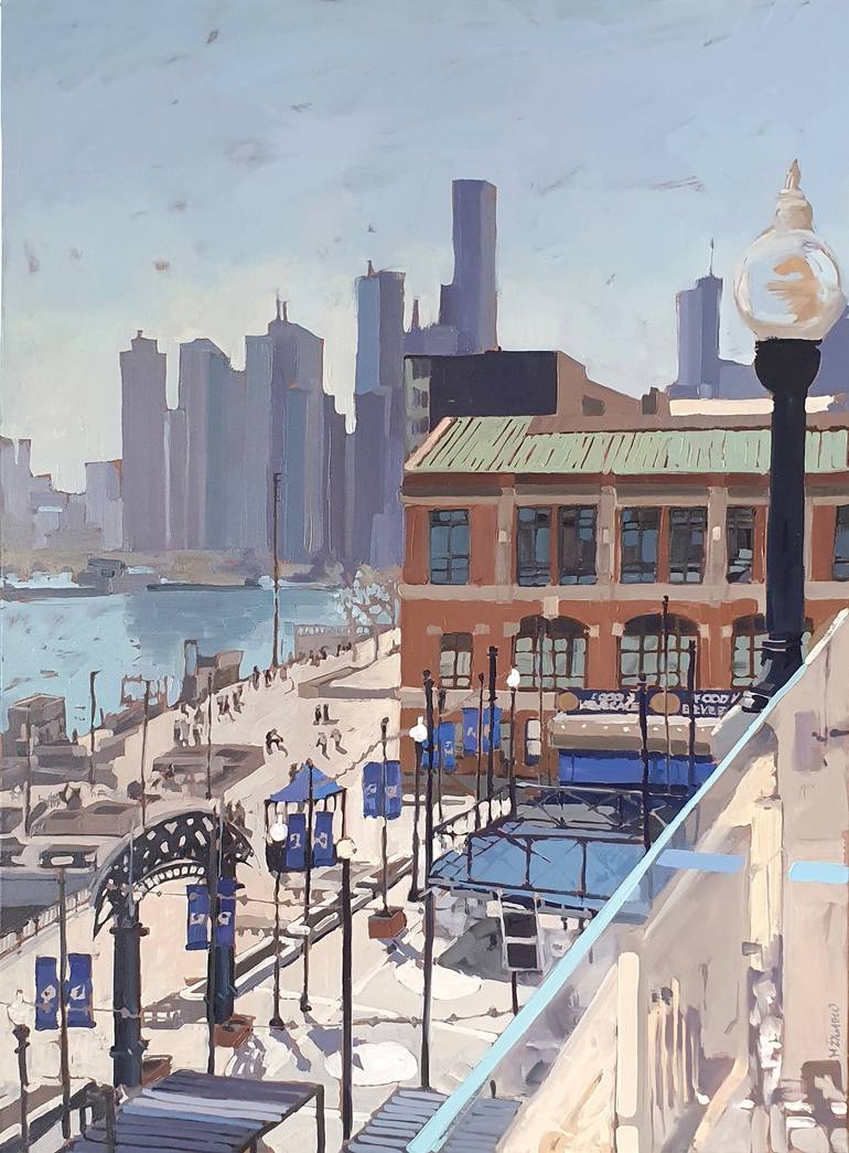 Chicago Offshore Rooftop Painting by Marta ŻYgadłO | Saatchi Art