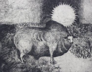 Original Illustration Animal Printmaking by OWAIS MATIN