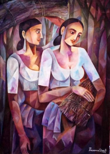 Print of Impressionism Women Paintings by Prasanna Upali